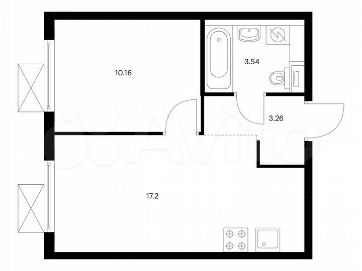 1-к. квартира, 34,2 м², 9/9 эт.