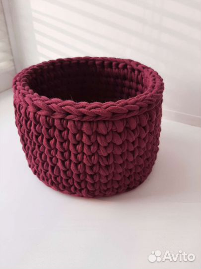 Корзинка из трикотажной пряжи