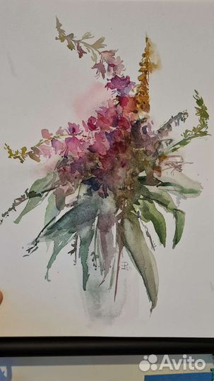 Акварельная картина букет А4