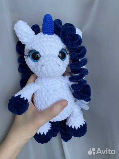 Единорог вязаная игрушка ручная работа