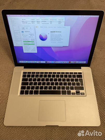 Macbook pro 15:нов. АКБ+SSD+620Gb+MacOS Monterey