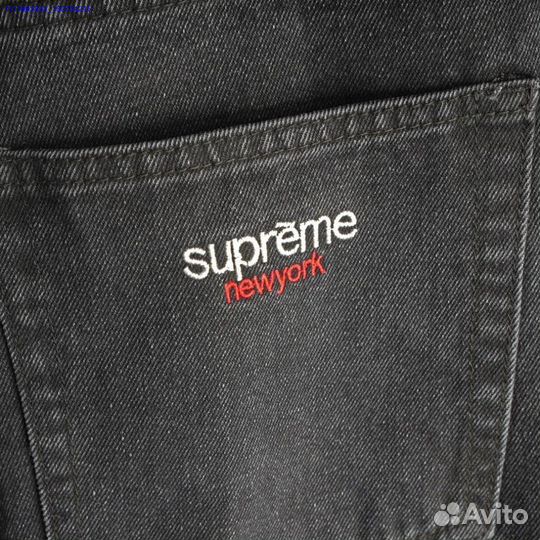 Шоpты черные джинсовые Supreme