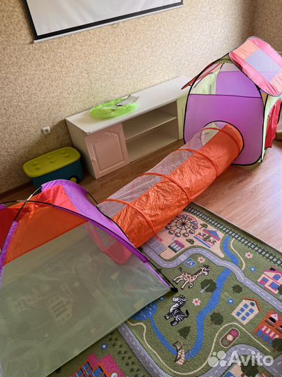 Палатка детская игровая с манежем и туннелем