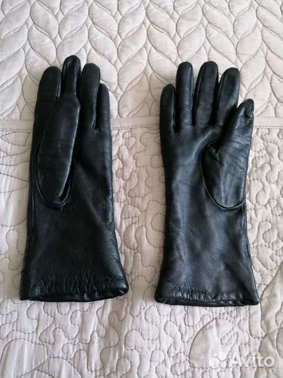 Перчатки женские кожаные, размер 6