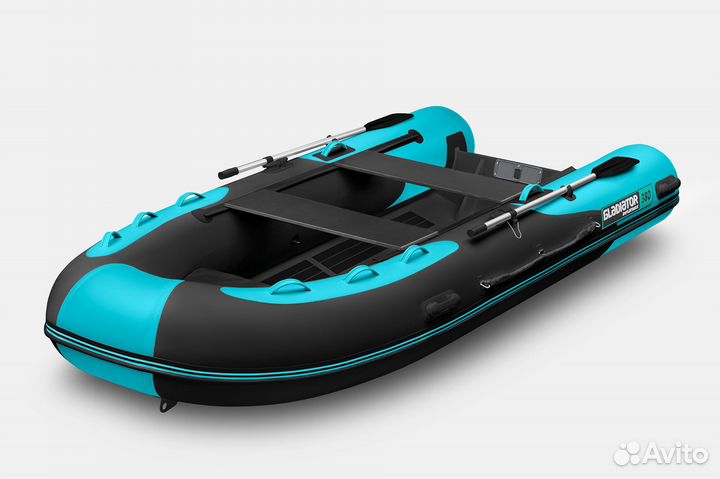 Надувная лодка gladiator RIB380AL чёрно-бирюзовая