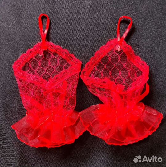 Перчатки Митенки детские красные кружевные