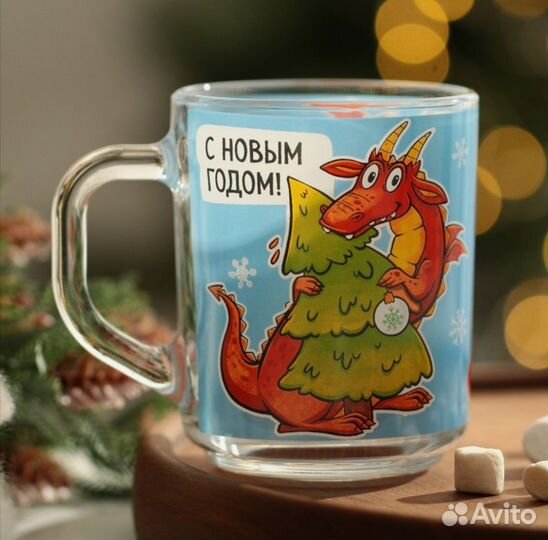 Фарфоровый чайный сервиз/ кружка новогодняя