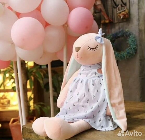 Спящий Зайка Кролик мягкая плюшевая