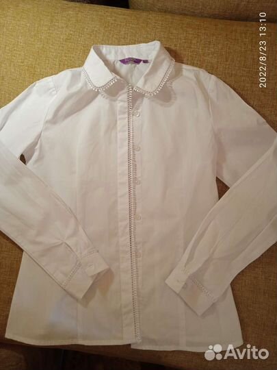 Рубашка блузка белая 152