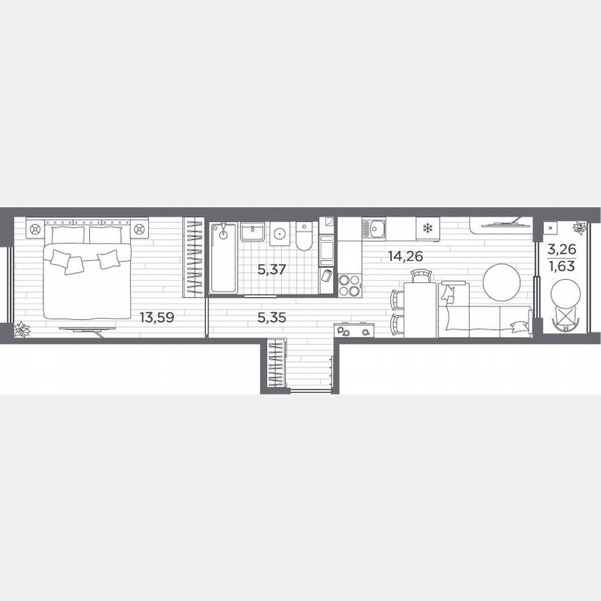 1-к. квартира, 40,2 м², 3/5 эт.