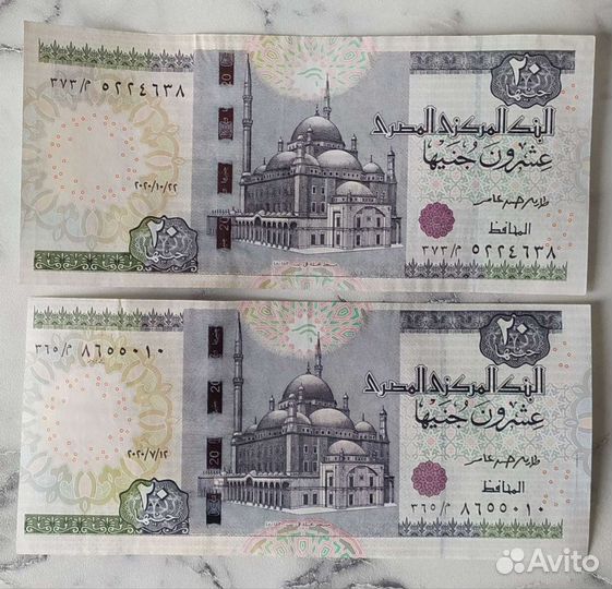 Банкноты Египта 200 и 20 фунтов
