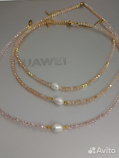 Стильное колье чокер с натуральным жемчугом