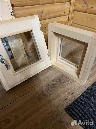Форточки для бани со стеклопакетом из Липы