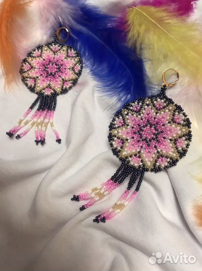 Серьги из бисера ручная работа