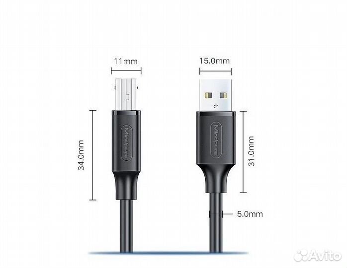 USB Кабель 2.0 A/M - B/M Mindpure US002 5м