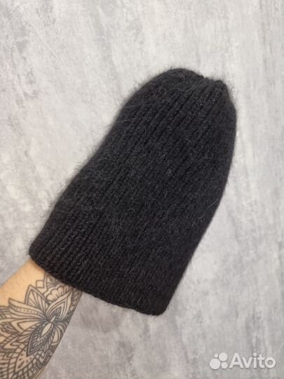 Шапка пух норки пушистая в наличии черная