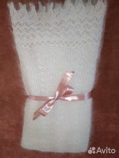 Пуховый платок шаль ручной работы