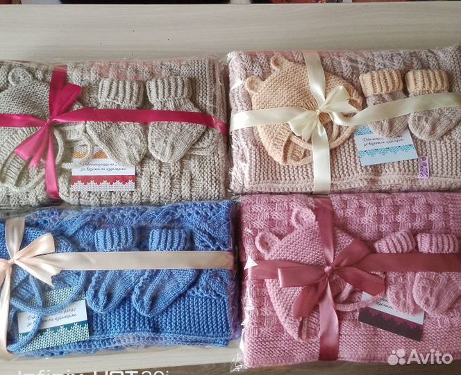 Вязанный детский плед, ручная работа