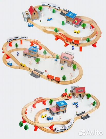Деревянная железная дорога с электропоездом