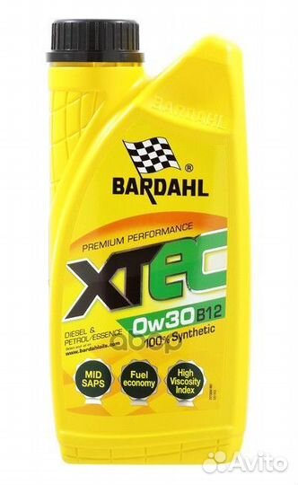 Bardahl xtec 0W30 B12 Масло моторное синт (1L)