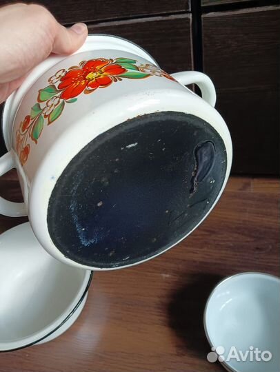 Кастрюля + миска эмалированные советские