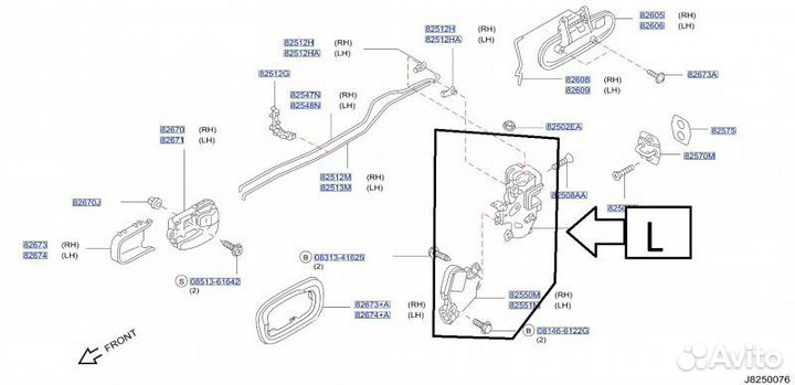 Замок двери задний левый Nissan Almera Classic