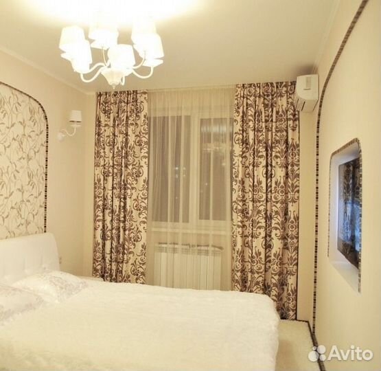 Штора 260х250см, Белый с коричневым вензелем