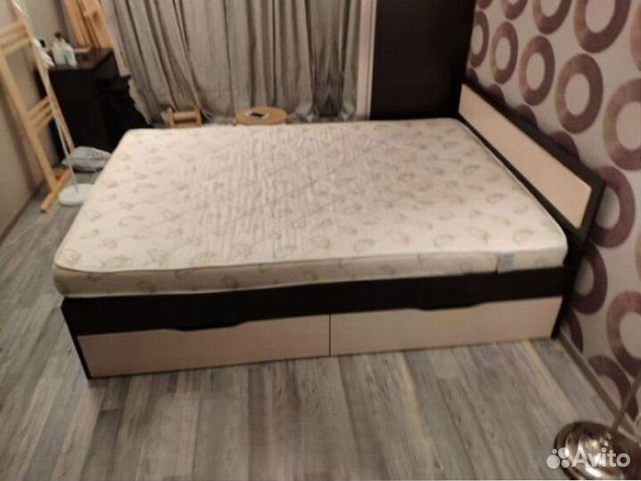 Кровать 140см гармония кр 605 с ящиками венге