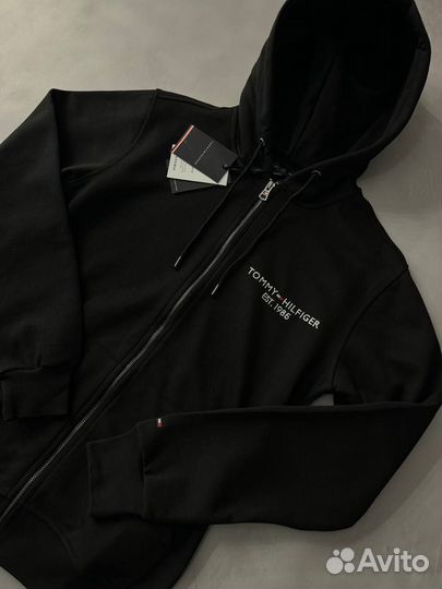 Зип худи Tommy Hilfiger черная 1985 плотная