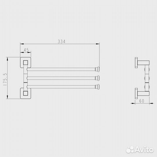 Полотенцедержатель 3 реечн. поворотн. хром fashun
