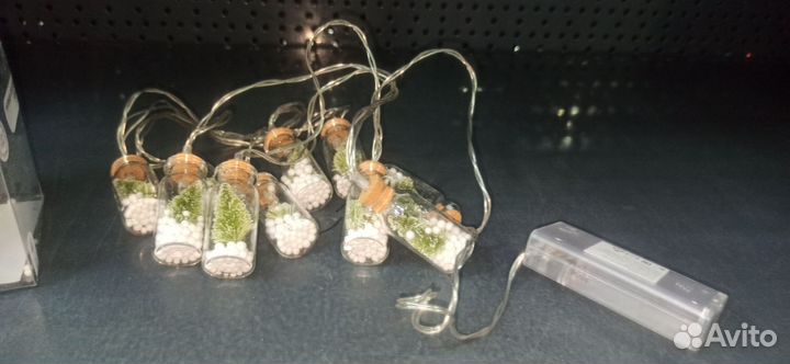 Герлянда с ёлочками в стеклянных колбах