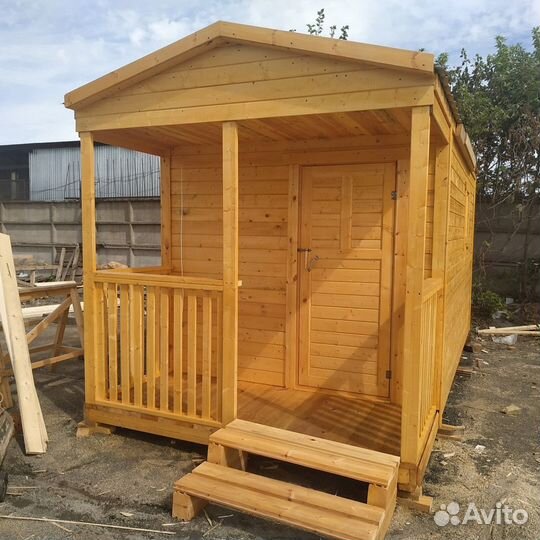 Баня каркасная 4м на 2.4м с крыльцом