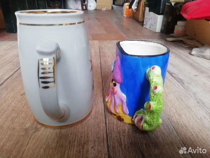 Пивная кружка 0.8л с позолотой и детская выпуклая