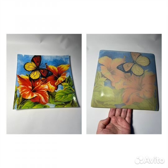 Набор квадратный тарелок стекло 2 шт