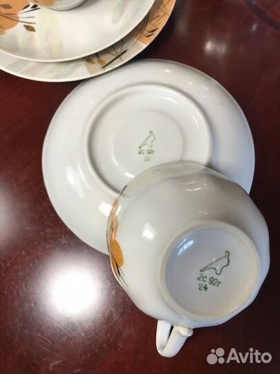 Чайные пары Дулево из сервиза Золотая осень