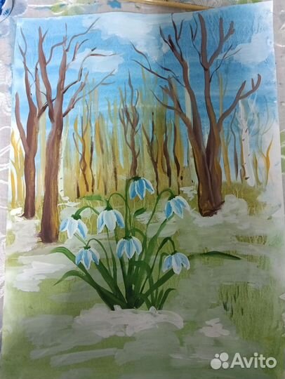 Рисунок в школу в сад, на день Весны