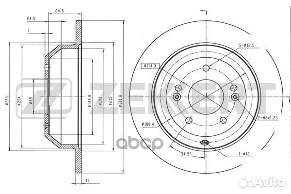Диск торм. зад. Hyundai Grand Santa Fe 13- San