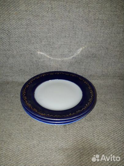 Пирожковые десертные тарелки кобальт лфз СССР 3 шт