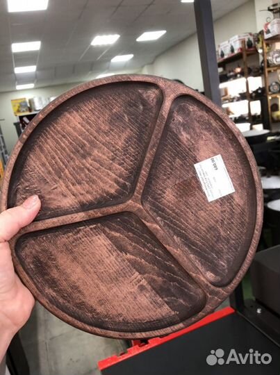 Менажница круг мерс 3 секции 25*2.5 см темная бук