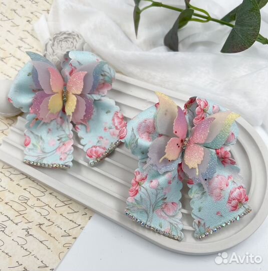 Резиночки для волос ручной работы, бабочки