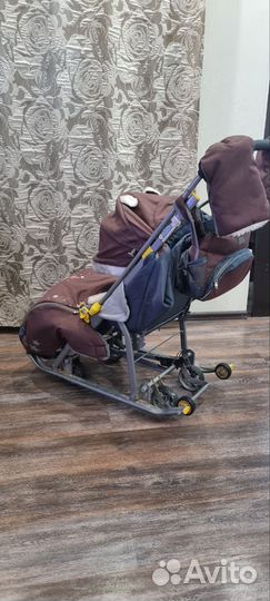 Детские санки коляска с колесами