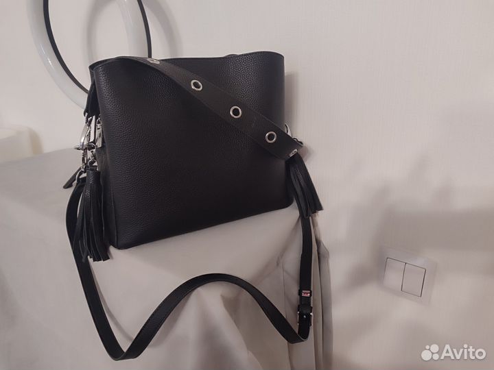 Сумка женская натуральная кожа черная