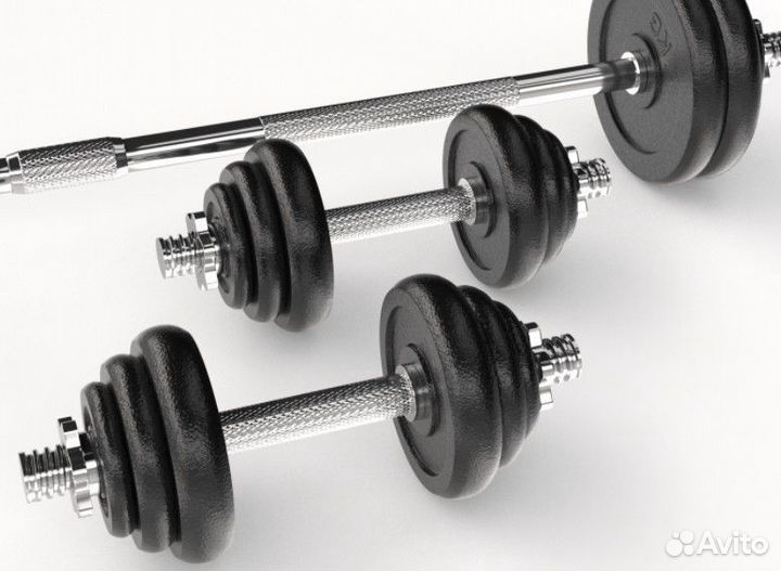 Набор гантелей и штанга unixfit в кейсе 50kg Новый