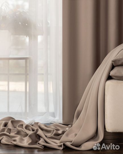 Портьеры блэкаут Марсель Крем шторы