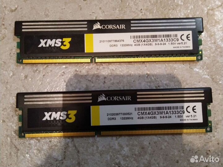 Модуль памяти corsair XMS3 CMX4GX3M1A1333C9 DDR3