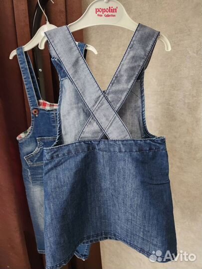 Джинсовый сарафан комбинезон блуза 98 размер