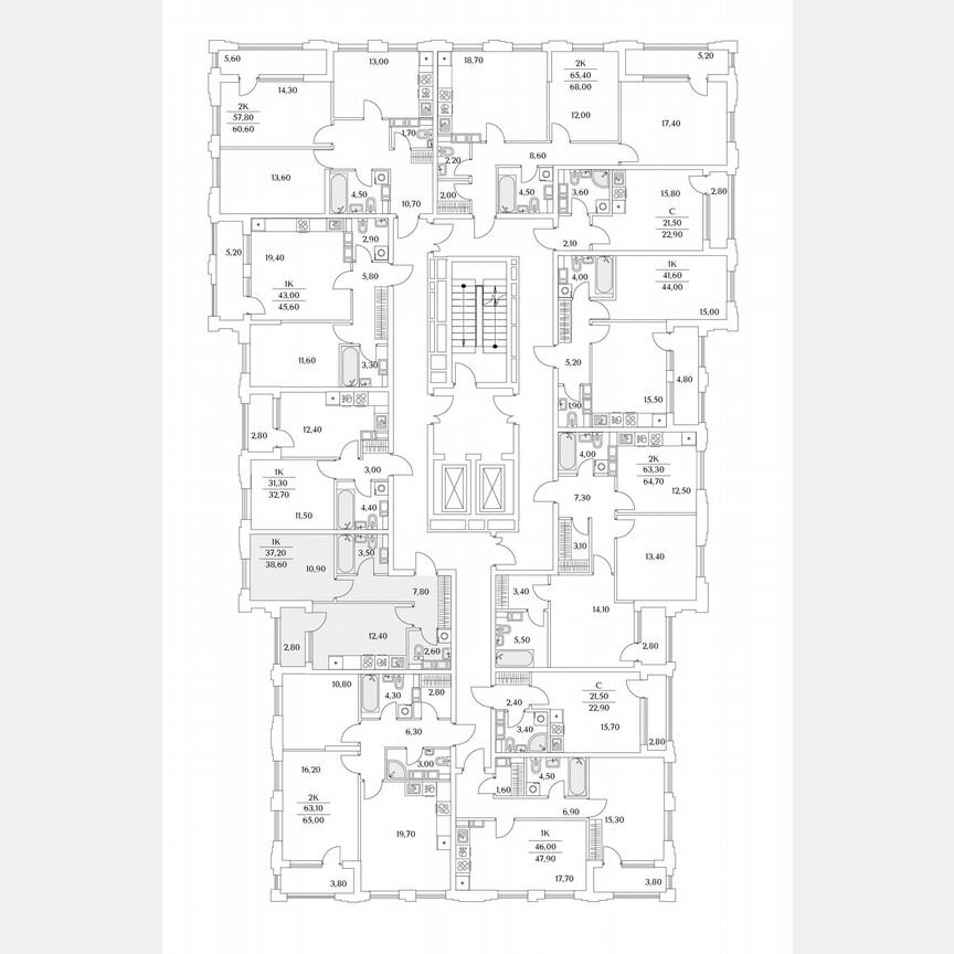 1-к. квартира, 66,5 м², 13/13 эт.