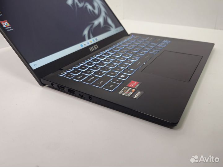 Компактный ноутбук MSI Ryzen 5/DDR4/SSD