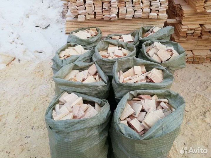 Дрова кубиками березовые сухие в мешках, доставка