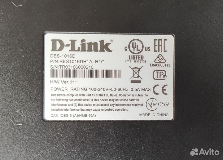 Коммутатор D-Link DES-1016D
